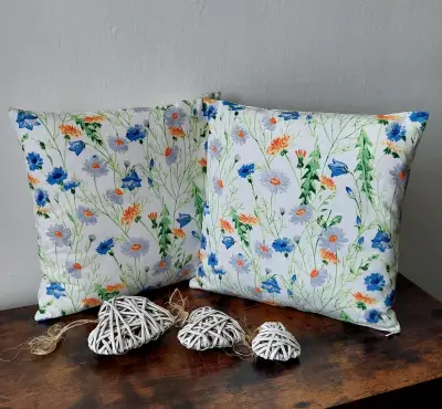 Povlak z bavlněného plátna modré květy
