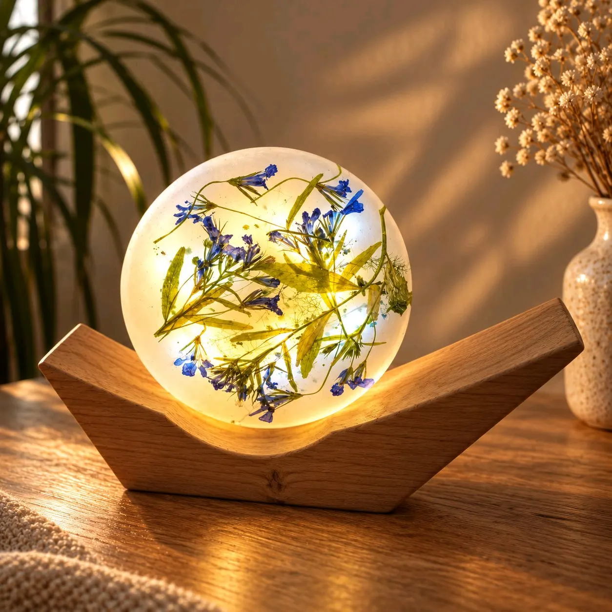 Lampa z květů a pryskyřice – Loďka Lobelky  5