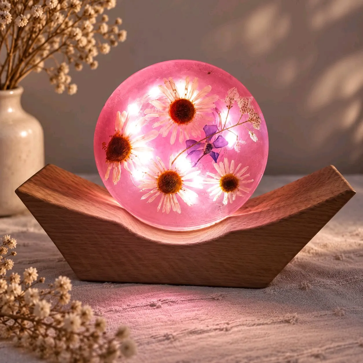 Lampa z pryskyřice - Něžná kopretina  4