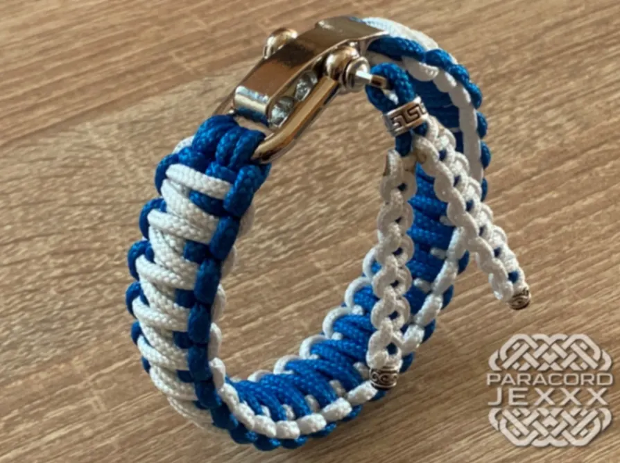 Paracord náramek (20,5 cm) blue - white 4