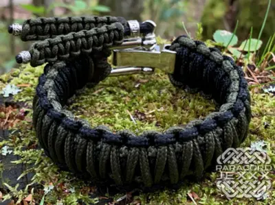 Paracord náramek (20,5 cm) black - oliv
