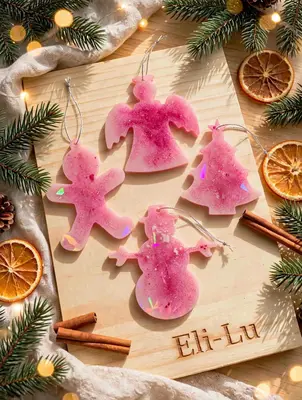Vánoční ozdoby červeno růžové 4ks - ruční výroba