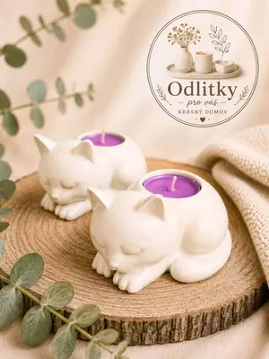 Kočka, svícen na čajovou svíčku, odlitek