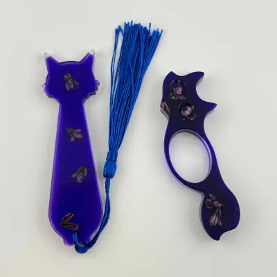 Set záložek, pryskyřice, květy, kočka, liška